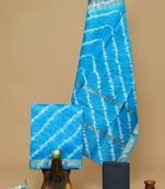 Blue exclusive new hand block printed maheshwari silk zari border suits pieces