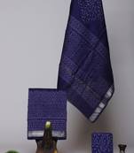 Royal blue exclusive new hand block printed maheshwari silk zari border suits pieces