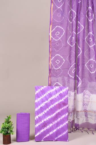 Black hand block printed cotton suit with kota doriya dupatta