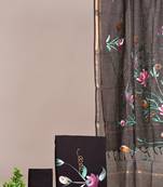 Green hand block printed cotton suit with kota doriya dupatta