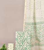 Blue hand block printed cotton suit with kota doriya dupatta