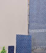 Red hand block printed cotton suit with kota doriya dupatta