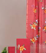 Pink hand block printed cotton suit with kota doriya dupatta
