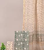 Peach hand block printed cotton suit with kota doriya dupatta