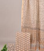 Peach hand block printed cotton suit with kota doriya dupatta