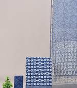 Magenta hand block printed cotton suit with kota doriya dupatta