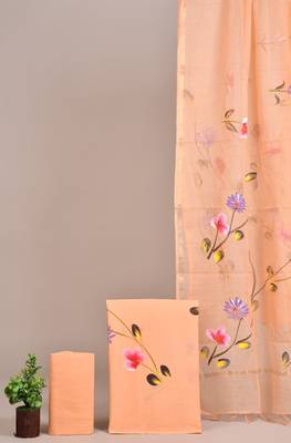 Light purple hand block printed cotton suit with kota doriya dupatta 1