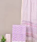 Sky blue hand block printed cotton suit with kota doriya dupatta