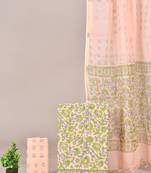 Multicolor hand block printed cotton suit with kota doriya dupatta