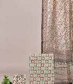 Peach hand block printed cotton suit with kota doriya dupatta