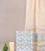 Multicolor hand block printed cotton suit with kota doriya dupatta