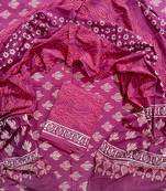Magenta hand block printed cotton suit with kota doriya dupatta