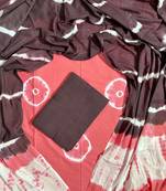 Peach hand block printed cotton suit with kota doriya dupatta