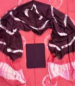 Pink hand block printed cotton suit with kota doriya dupatta