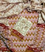 Multicolor hand block printed cotton suit with kota doriya dupatta