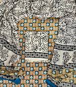 Multicolor hand block printed cotton suit with kota doriya dupatta
