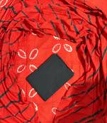 Red hand block printed cotton suit with kota doriya dupatta