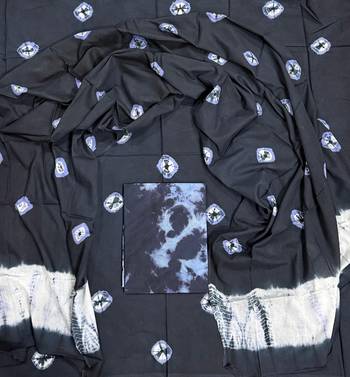Black hand block printed cotton suit with kota doriya dupatta 1