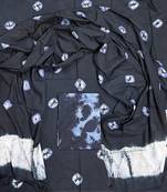 Black hand block printed cotton suit with kota doriya dupatta