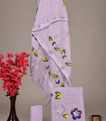 Light purple bagru hand block printed linen suits with zari border