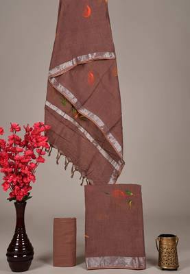 Bronze bagru hand block printed linen suits with zari border 1
