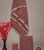 Bronze bagru hand block printed linen suits with zari border