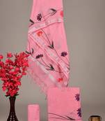 Pink bagru hand block printed linen suits with zari border