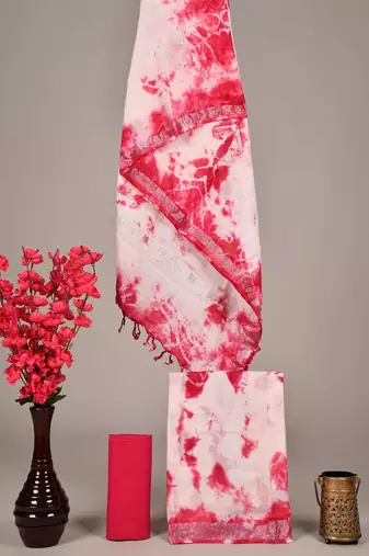 Pink bagru hand block printed linen suits with zari border