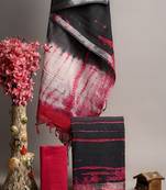 Black bagru hand block printed linen suits with zari border