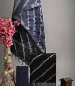 Black bagru hand block printed linen suits with zari border