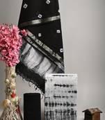 Black bagru hand block printed linen suits with zari border