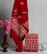 Red bagru hand block printed linen suits with zari border