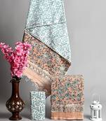 Multicolor bagru hand block printed linen suits with zari border