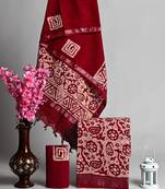 Red bagru hand block printed linen suits with zari border