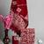 Red bagru hand block printed linen suits with zari border