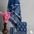 Blue bagru hand block printed linen suits with zari border