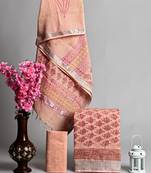 Orange bagru hand block printed linen suits with zari border