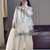 Off white embroidery crep fully stitched farshi salwar suit set