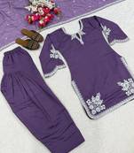 Purple embroidery crep fully stitched farshi salwar suit set