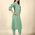 Pista embroidery work cotton rayon slub based aline womens kurti set