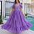 Purple mal chanderi beads embroidery work western gown