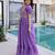 Purple mal chanderi beads embroidery work western gown