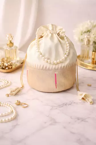 Cream color pearl handle designer batwa