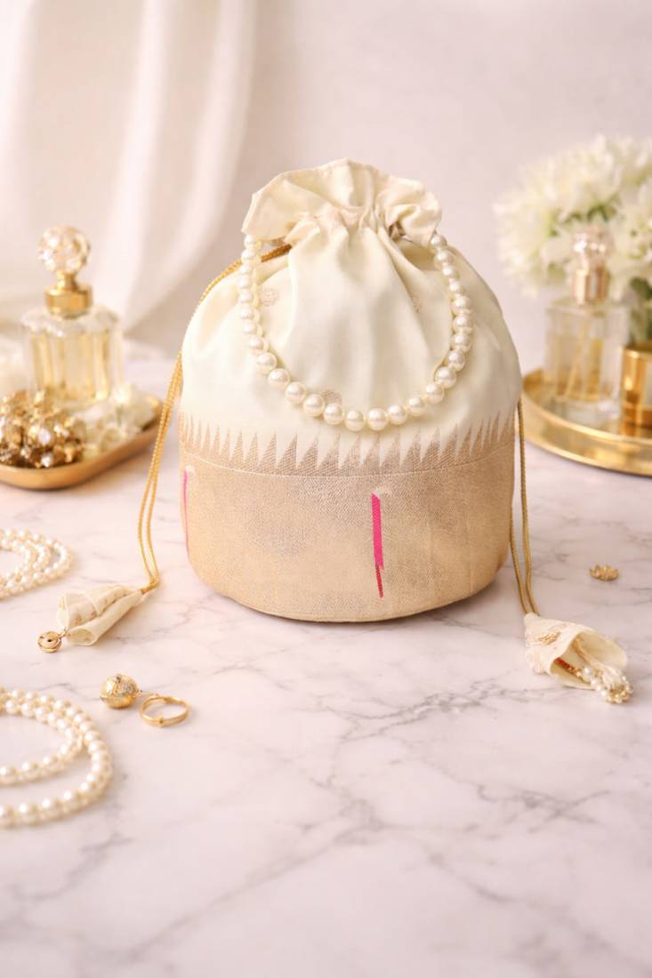 Cream color pearl handle designer batwa