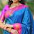 Blue floral, temple border, zari work kanji gadwal silk saree with blouse