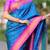 Blue floral, temple border, zari work kanji gadwal silk saree with blouse