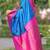Blue floral, temple border, zari work kanji gadwal silk saree with blouse