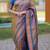 Brown floral, temple border, zari work kanji gadwal silk saree with blouse