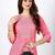 Pink embroidery work cotton rayon slub based aline womens kurti set