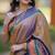 Brown floral, temple border, zari work kanji gadwal silk saree with blouse